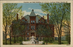 Fountain and Main Building of I.O.O.F. Orphans' Home Postcard