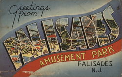 Greetings From Palisades Amusement Park Alpine, NJ Postcard Postcard Postcard