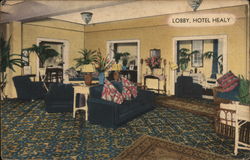 Lobby, Hotel Healy Atlantic City, NJ Postcard Postcard Postcard