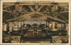 Canyon Hotel Lounge, Yellowstone National Park Postcard