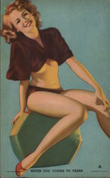 Pinup Girl in Fur Shrug Postcard