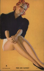 Pinup Girl in Fur Coat Postcard