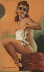 Pinup Girl Wearing a Towel and Sunglasses Postcard