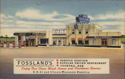 Fossland's Service Station, Restaurant, Cocktail Bar Kenosha, WI Postcard Postcard Postcard