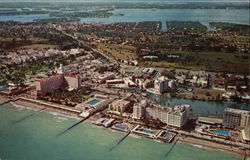 Miami Beach hotels and Lake Pancoast from the air Florida Postcard Postcard Postcard