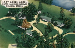 Lazy Acres Motel on the Famous Rogue River Postcard