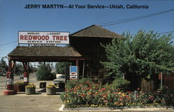 Redwood Tree Service Station Postcard