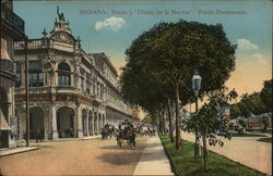 Habana. Prado Y "Diario de la Marina". Prado Promenade Havana, Cuba Postcard Postcard Postcard