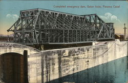 Completed emergency dam, Gatun locks, Panama Canal Postcard