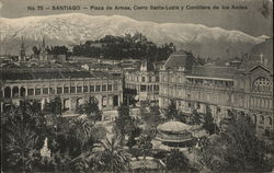 Plaza de Armas, Santa Lucia Hill and the Andes Mountains Postcard