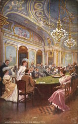 Monte Carlo, Salon de Roulette Casinos & Gambling Postcard Postcard Postcard