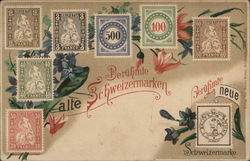 Famous Swiss stamps Postcard