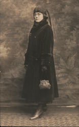 Portrait of Woman in Fur Coat Postcard