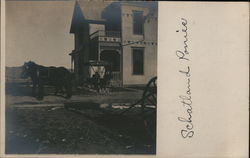 Horse and Buggy Outside Home, Schatland Ponies Postcard