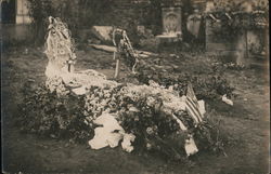 Casket with Flowers & US Flag Postcard