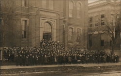 School Children In Front of School Postcard