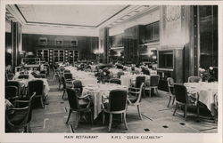 Main Restaurant, RMS Queen Elizabeth Postcard