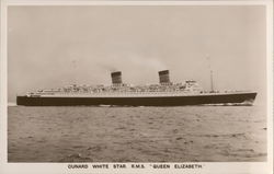 Cunard White Star R.M.S. Queen Elizabeth" Postcard