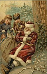 Santa Napping Children Toys Santa Claus Postcard Postcard