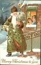 Santa with Green Robe Santa Claus Postcard Postcard