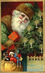 Santa with Green Robe Santa Claus Postcard Postcard