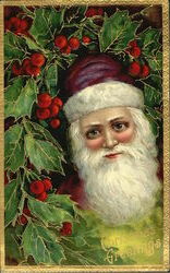 Santa with Purple cap/robe Santa Claus Postcard Postcard