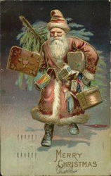 German Santa on hi Way Santa Claus Postcard Postcard