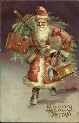 German Santa with Toys Tree Santa Claus Postcard Postcard