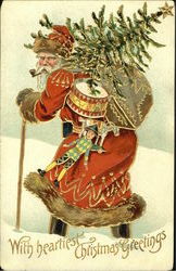 German Santa smoking pipe toys Santa Claus Postcard Postcard