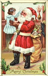 Santa with little girl Santa Claus Postcard Postcard