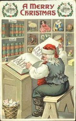 Santa Checking His List Santa Claus Postcard Postcard