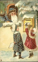 Santa with Blue Robe Children Santa Claus Postcard Postcard