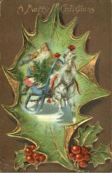 Santa Leaf Postcard