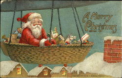 Santa in Zepellin Postcard