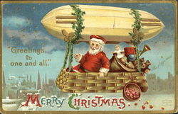 Santa in Zeppelin Santa Claus Postcard Postcard