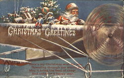 Santa in Airplane Santa Claus Postcard Postcard