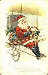 Santa in Airplane Postcard