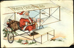 Santa in Airplane Santa Claus Postcard Postcard