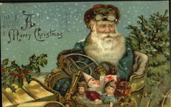 German Santa in Auto Santa Claus Postcard Postcard