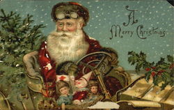 Santa in Auto Santa Claus Postcard Postcard