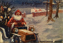 Santa in Car Santa Claus Postcard Postcard