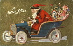 Santa Driving Car Postcard