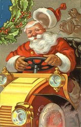 Santa Driving Car Santa Claus Postcard Postcard