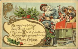 Santa in Car Santa Claus Postcard Postcard