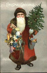 Full Length Santa with Toys Santa Claus Postcard Postcard