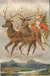 Santa in Sled Postcard