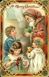 Santa and Children Postcard