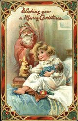 Santa and little Girl Postcard