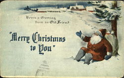 Santa in the Snow Postcard