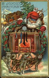 Santa on Dogsled Santa Claus Postcard Postcard